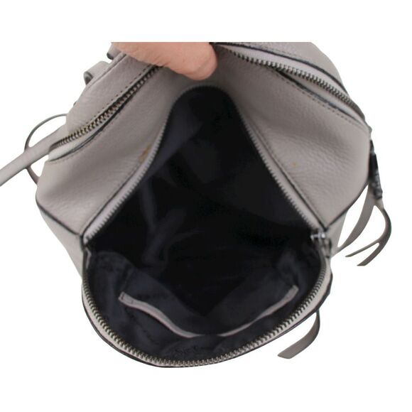 SMALL CALVIN KLEIN LIGHT GRAY GENUINE LEATHER SHOULDER BAG BACKPACK HANDBAG TOTE - Picture 9 of 13